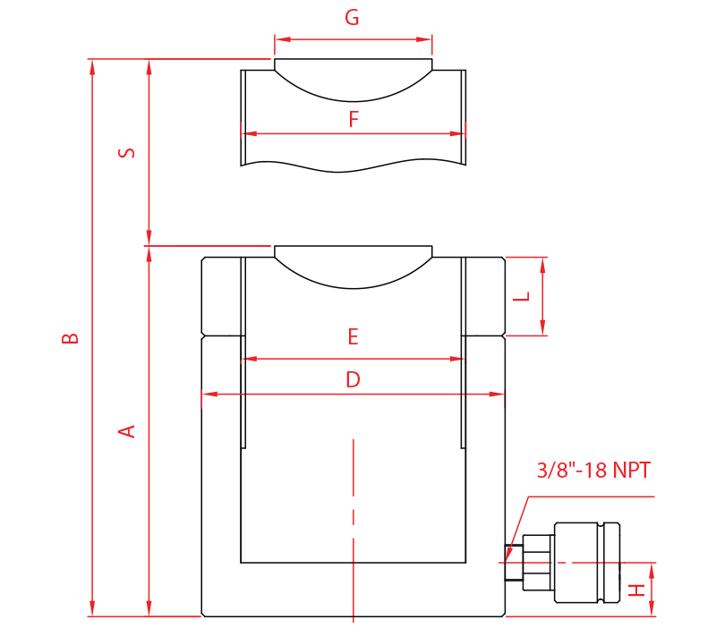 NLX Serisi Kilit Somunlu Silindir Çizimi